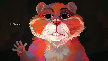5_fingers ambiguous_gender black_background bodily_fluids buckteeth feral fingers fluffy fur gesture looking_at_viewer multicolored_body multicolored_fur painterly saliva simple_background solo soul_devouring_eyes teeth text waving waving_at_viewer whiskers snakekettle jabroni_mike gluck_gluck_hamster cricetid hamster mammal rodent 16:9 2026 digital_media_(artwork) digital_painting_(artwork) english_text hi_res painting_(artwork) portrait reaction_image widescreen