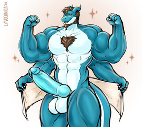 4_arms abs anthro big_penis eyewear genitals glasses horn huge_penis knot knotted_penis male multi_arm multi_limb muscular penis solo towel lavochnica mythology dragon mythological_creature mythological_scalie scalie absurd_res hi_res