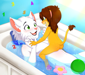4_fingers age_difference anthro ball bath bathing bathing_together bathroom bathtub blush brown_hair butt casual_nudity convenient_censorship countershading day detailed_background duo female fingers fur good_parenting green_eyes hair happy inside interspecies light loli male nude orange_body orange_fur paws pillow sun sunlight toy water wet white_body white_fur young young_anthro young_female piporete isao_sakmat keiko_sakmat domestic_cat felid feline felis lion mammal pantherine absurd_res digital_media_(artwork) hi_res signature daughter_(lore) father_(lore) father_and_child_(lore) father_and_daughter_(lore) parent_(lore) parent_and_child_(lore) parent_and_daughter_(lore)
