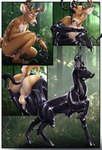 anthro bdsm bondage bound brace butt cage chastity_cage chastity_device els female feral horn latex solo transformation venom nastya_tan deer mammal absurd_res comic hi_res