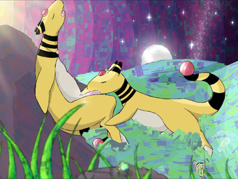 duo erection eyes_closed fellatio feral first_person_view grass male male/male mega_stone mega_stone_necklace moon narrowed_eyes nude oral penile plant sex sitting star sun tongue tongue_out yhr'ytr nintendo pokemon ampharos generation_2_pokemon pokemon_(species) spinarak 2d_animation animated frame_by_frame short_playtime video