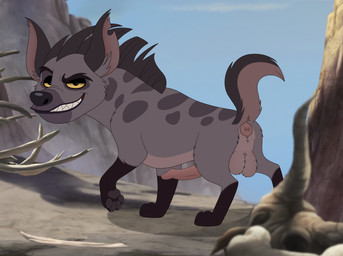 animal_genitalia animal_penis anus backsack balls black_eyes black_mane black_markings black_nose butt countershade_butt countershade_tail countershade_torso countershading day erection eyebrows facial_markings feral fur genitals grey_body grey_fur grin head_markings leg_markings looking_at_viewer male mane markings muzzle_(marking) notched_ear outside pawpads penis quadruped raised_tail sharp_teeth side_view smile socks_(marking) solo tail tan_body tan_countershading tan_fur teeth yellow_sclera skateryena disney the_lion_guard the_lion_king janja_(the_lion_guard) hyena mammal 2026 hi_res