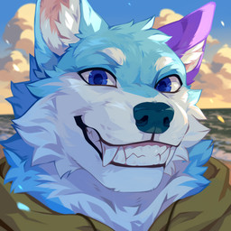 anthro blue_body blue_eyes blue_fur blue_nose blue_sky cheek_tuft clothing cloud detailed_background facial_tuft fangs fur green_clothing green_hoodie green_topwear grin head_tuft hoodie looking_at_viewer male male_anthro neck_tuft outside sky smile solo teeth topwear tuft white_body white_fur corzh77 canid canine mammal 1:1 bust_portrait detailed hi_res portrait