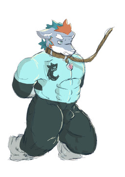 anthro artist-murdocat bdsm bondage bound captured clothed clothing hero leash legwear male moobs restraints smoke solo straitjacket submissive submissive_male text unknown_artist canid canine mammal absurd_res character_name hi_res