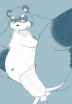 anthro anus belly bodily_fluids bulge butt clothing condom condom_in_mouth genital_fluids humanoid_hands jockstrap kemono male moobs mouth_hold navel nipples object_in_mouth overweight overweight_anthro overweight_male precum sexual_barrier_device solo underwear armadirou canid canine mammal raccoon_dog tanuki 2020 hi_res