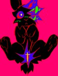 :< abstract_art andromorph animal_genitalia animal_pussy blood blood_splatter blush blush_lines blush_stickers bodily_fluids canine_teeth christian_cross christian_symbol christianity cross feral genitals green_teeth implied_rape intersex lagomorph_pussy looking_at_viewer magenta_background paws pussy religion simple_background solo teeth trauma traumatized jackrabbit_(artist) corey_(jackrabbit) lagomorph leporid mammal rabbit 2023 digital_media_(artwork) hi_res ibispaint_(artwork) trans_(lore) trans_man_(lore)