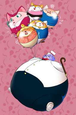 air_inflation ambiguous_gender anthro balloon balloon_transformation black_bottomwear black_clothing black_skirt blue_bottomwear blue_clothing blue_skirt bottomwear bow_tie cane clothing dress female floating fur group hat headgear headwear inflatable inflation kippurofwoomp orange_body orange_fur pants pink_body pink_clothing pink_dress pink_fur purple_body purple_fur skirt string tan_bottomwear tan_clothing tan_skirt tied_down top_hat transformation white_tuxedo yellow_body yellow_fur unknown_artist aggretsuko animal_crossing nintendo sanrio air_cat_(balan_wonderworld) fenneko isabelle_(animal_crossing) retsuko rosetta_(heliumpanda) tsunoda_(aggretsuko) ailurid air_cat animate_inanimate antelope bovid canid canine canis domestic_dog fennec_fox fox gazelle living_balloon living_inflatable mammal red_panda shih_tzu toy_dog true_fox absurd_res hi_res