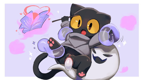 anthro anthro_penetrated black_body black_ears black_eyes black_fur black_tail book border chibi clothed clothed_sex clothing duo female female_penetrated fur genitals ghost_sex ghost_tail glistening glistening_genitalia glistening_penis grey_clothing grey_robe heart_symbol holding_object holding_wand humanoid_genitalia humanoid_vulva interspecies magic_wand male male/female male_penetrating male_penetrating_female open_mouth open_smile pawpads penetration penile penile_penetration penis penis_in_vagina pink_pawpads purple_tentacles red_tongue restrained restrained_arms restrained_by_tentacles restrained_legs robe sex smile tail tentacles tongue translucent translucent_tentacles vaginal vaginal_penetration vulva wand white_body white_border white_penis yellow_sclera seuppi google google_doodle magic_cat_academy momo_(google) domestic_cat felid feline felis ghost mammal spirit 16:9 2026 digital_media_(artwork) widescreen