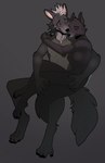 2022 4_toes 5_fingers abs anthro arm_around_partner black_nose breasts canid canine canis celestina digitigrade duo embrace eyes_closed featureless_breasts feet female fingers fluffy fluffy_tail fur grey_body grey_fur grey_muzzle hand_on_face hand_on_leg hand_on_shoulder hand_on_thigh hi_res inner_ear_fluff intraspecies male male/female mammal navel neck_tuft nude nuzzling on_lap pawpads red_eyes romantic romantic_couple simple_background sitting sitting_on_lap tail toes tuft white_body white_fur wolf