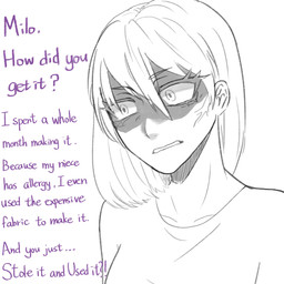 angry clothed clothed_human clothing dialogue eyelashes female female_human hair human_only long_hair not_furry purple_text solo teeth text yellowcottoncandy030 fluffy_pony human mammal 1:1 hi_res