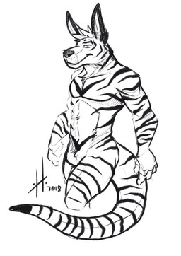 anthro athletic athletic_anthro athletic_male featureless_crotch fur hair looking_at_viewer male male_anthro markings mouth_closed narrowed_eyes nude short_hair simple_background solo striped_arms striped_body striped_fur striped_legs striped_markings striped_tail stripes tail tail_markings hufnaar ulbrek kangaroo macropod mammal marsupial 2018 dated hi_res monochrome portrait three-quarter_portrait