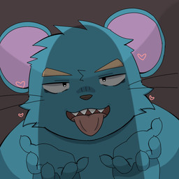 anthro blue_body duo heart_symbol kemono male male/male penis_shadow solo_focus tongue tongue_out oonami_garou mammal mouse murid murine rodent 1:1 2026 hi_res