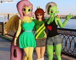 5_fingers alternate_costume anthro big_breasts breasts clothed clothing detailed_background feathered_wings feathers female fingers freckles fur green_body green_skin group hair holding_object looking_at_viewer outside photo_background pink_hair smile text topwear trio white_body white_hair wings yellow_body lox_(artist) disney friendship_is_magic hasbro my_little_pony mythology wander_over_yonder fluttershy_(mlp) lord_dominator princess_selenia alien alien_humanoid equid equine horse humanoid mammal minimoy mythological_creature mythological_equine pegasus pony 2021 3d_(artwork) absurd_res detailed digital_media_(artwork) hi_res photography_(artwork) russian_text translated url watermark