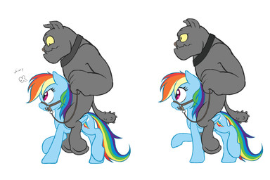 angry blue_body blue_feathers bridle collar duo feathered_wings feathers female feral male reins riding simple_background straddling white_background wings lemonscent friendship_is_magic hasbro my_little_pony mythology rainbow_dash_(mlp) canid diamond_dog_(mlp) equid equine mammal mythological_creature mythological_equine pegasus 3:2 digital_media_(artwork) hi_res