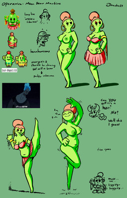 anthro bean bottomwear breasts clothed clothing female food fruit genitals legume nipples nude plant raised_bottomwear raised_clothing simple_background smile solo text vaginal vulva drasha69 mario_and_luigi_(series) mario_bros nintendo elemental_creature elemental_humanoid flora_fauna humanoid plant_humanoid absurd_res hi_res sketch_page