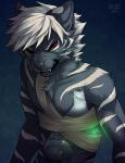 2014 abstract_background angry bandage clenched_teeth clothed clothing cyborg falvie feline fur glowing hair half-dressed looking_at_viewer male mammal no_nipples pecs red_eyes shadow sharp_teeth shiny short_hair solo squint standing teeth tiger
Rating: Safe
Score: 9
User: toh
Date: February 12, 2014