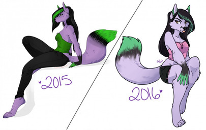 anthro clothed clothing duo female fur hair looking_at_viewer smile tongue tongue_out redpixie canid canine mammal