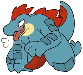 anthro bodily_fluids erection genital_fluids genitals male nude penis precum solo tapering_penis tongue trout_(artist) nintendo pokemon crocodilian feraligatr generation_2_pokemon pokemon_(species) reptile scalie 2016 aliasing digital_media_(artwork)