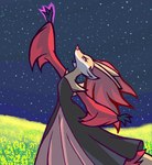 3_fingers anthro arm_tuft big_ears biped black_body black_clothing black_dress black_fur cheek_tuft clothed clothing detailed_background dress eyelashes facial_tuft female female_anthro field fingers fully_clothed fur glowing grass inner_ear_fluff kemono magic multicolored_body multicolored_fur night outside plant pose red_body red_eyes red_fur red_inner_ear_fluff red_nose shoulder_tuft sky solo standing star starry_sky tuft white_body white_fur yellow_body yellow_ears yellow_fur gd-058 nintendo pokemon canid canine delphox generation_6_pokemon mammal pokemon_(species) 2022 aliasing binary_drawing cel_shading colored digital_drawing_(artwork) digital_media_(artwork) hi_res portrait shaded three-quarter_portrait