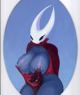 anthro big_breasts blue_body breasts cloak clothed clothing female gold_(metal) nipple_piercing nipples piercing solo misslorel hollow_knight:_silksong hollow_knight_(franchise) team_cherry hornet_(hollow_knight) arachnid arthropod spider acrylic_painting_(artwork) half-length_portrait hi_res oil_painting_(artwork) painting_(artwork) portrait traditional_media_(artwork) traditional_painting_(artwork)