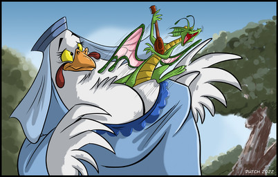 anthro beak big_breasts breasts cleavage clothed clothing duo eyes_closed feathers female green_body green_scales huge_breasts lute male multicolored_body multicolored_scales musical_instrument non-mammal_breasts open_mouth plant playing_lute playing_music plucked_string_instrument scales string_instrument teeth tree two_tone_body two_tone_scales ventral_scales white_body white_feathers wings yellow_body yellow_scales dutch_(artist) disney mythology robin_hood_(disney) glitter_(glitterbug) lady_kluck avian bird chicken dragon galliform mythological_creature mythological_scalie phasianid scalie 2022 digital_media_(artwork)