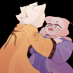 anthro black_eyes bodily_fluids clothed clothing crying duo eyelashes female fur male male/female pink_body pink_fur tears white_body white_fur kimfine0901 nine_sols red_candle_games lady_ethereal_(nine_sols) yi_(nine_sols) felid feline mammal solarian 1:1