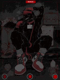 anthro athletic athletic_male balls big_penis black_body black_fur cigarette clothing collar erection fingerless_gloves footwear fur genitals gloves handwear hat headgear headwear humanoid_genitalia humanoid_penis leash male penis shoes sitting smoking socks solo text kakhao nike lagomorph leporid mammal rabbit absurd_res english_text hi_res