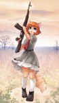 belt blue_eyes cat clothing feline gun invalid_tag iskra mammal outside ranged_weapon rifle shoes skirt socks tree weapon
Rating: Safe
Score: 8
User: Lunaz
Date: March 10, 2014