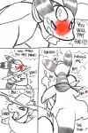 2012 2:3 ampharos angry anthro blush bodily_fluids charmander clothed clothing comic dialogue digital_drawing_(artwork) digital_media_(artwork) english_text feral fire flaming_tail fresnel_(buyobutt) generation_1_pokemon generation_2_pokemon hat haychel headgear headwear heart_symbol hi_res male mike_the_charmander monochrome nintendo pmd-e pokemon pokemon_(species) scarf size_difference tail tears text