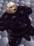 anthro belly blush bodysuit brown_body brown_fur clothing erection fur genitals hair male musclegut muscular nipple_fetish nipple_pinch nipple_play pecs penis pinch skinsuit solo tight_clothing white_hair hisashiyo_0705 lifewonders live_a_hero goro_(live_a_hero) bear mammal absurd_res hi_res