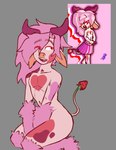 fangs femboy floppy_ears food fruit hair long_hair male plant solo strawberry teeth imgloka bovid bovine cattle mammal hi_res redraw