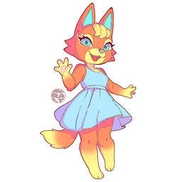 ahir anthro blue_clothing blue_eyes clothing female orange_body solo tail sharalythesheep animal_crossing nintendo audie_(animal_crossing) absurd_res hi_res
