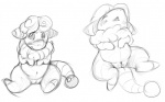 female feral genitals multiple_positions pussy solo kalu nintendo pokemon flaaffy generation_2_pokemon pokemon_(species) monochrome sketch source_request