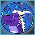 abstract_background ambiguous_gender blue_border border hair horn looking_at_viewer purple_body purple_eyes purple_scales scales simple_background solo white_hair azureparagon dynosaur mythology dragon mythological_creature mythological_scalie scalie 1:1 icon low_res