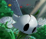 ambiguous_gender cloak clothing death detailed_background grass green_cloak green_clothing hollow_eyes nail_(weapon) pillar plant solo ivythepenguin0117 hollow_knight team_cherry vessel_(species) absurd_res hi_res