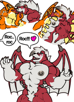 abs anthro big_muscles bite claws dialogue duo goo_transformation male male/male mind_control muscular muscular_male pecs pokemon_speak ringed_eyes sharp_teeth simple_background species_transformation spiral teeth text three_frame_image three_frame_sequence transformation transformation_sequence wings x-monic mythology nintendo pokemon dragon generation_7_pokemon lycanroc midnight_lycanroc mythological_creature mythological_scalie pokemon_(species) scalie hi_res sequence