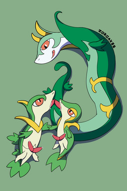 2_penises animal_genitalia animal_penis bodily_fluids cum feral genital_fluids genitals group hand_holding hemipenes male male/male multi_genitalia multi_penis oral penis trio zoroak88 nintendo pokemon generation_5_pokemon pokemon_(species) reptile scalie serperior servine snake snivy 2:3 absurd_res hi_res