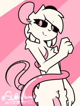 anthro blush femboy fur genitals hair male nude penis pink_eyes pink_inner_ear solo tentacles white_body white_fur white_hair superbharm0ny reggie_(whygena) mammal murid murine rat rodent 3:4 absurd_res hi_res