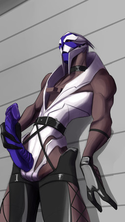 clothing collar erection genitals holding_penis lingerie looking_aside male penis solo standing unknown_artist bioware electronic_arts mass_effect horans_(maomucalinda) alien turian 9:16 hi_res