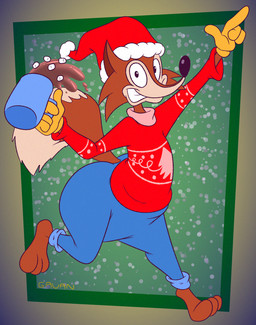 3_toes 4_fingers abstract_background anthro barefoot beverage big_butt big_tail biped black_eyes black_nose blue_bottomwear blue_clothing blue_pants bottom_heavy bottomwear butt candy cheek_tuft chocolate christmas_clothing christmas_headwear christmas_sweater christmas_topwear clenched_teeth clothing container cup curling_tail dessert dipstick_tail facial_tuft feet fingers fluffy fluffy_tail food fur gesture glancing_back gloves hand_gesture handwear hat headgear headwear holding_container holding_cup holding_object holidays hot_chocolate huge_butt humanoid_hands humanoid_heel ice ice_cube looking_at_viewer male markings multicolored_body multicolored_fur open_mouth open_smile orange_body orange_fur pants pear-shaped_figure plantigrade pointing pointing_at_viewer pose raised_finger raised_heel raised_index_finger raised_tail santa_hat smile smiling_at_viewer snow solo standing standing_on_toes sweater tail tail_markings tan_body tan_fur tan_tail_tip teeth tiptoes toes toony toothy_grin topwear tuft two_tone_body two_tone_fur white_sclera wide_hips yellow_clothing yellow_gloves yellow_handwear gavanzude christmas columbia_pictures the_fox_and_the_crow fauntleroy_fox canid canine fox mammal red_fox true_fox 2025 alternate_version_at_paywall colored digital_drawing_(artwork) digital_media_(artwork) flat_colors hi_res pinup