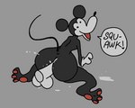 anthro big_butt bodily_fluids butt cum cum_inside disembodied_penis dot_eyes duo ejaculation feet genital_fluids genitals grey_background low_framerate male male/male penis simple_background squawking echochamber disney mickey_mouse mammal mouse murid murine rodent 2d_animation animated loop short_playtime