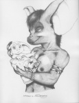 anthro baby big_ears breasts duo female looking_at_viewer nipples nude young james_m_hardiman koth asar 2004 greyscale hi_res monochrome mother_(lore) mother_and_child_(lore) parent_(lore) parent_and_child_(lore)