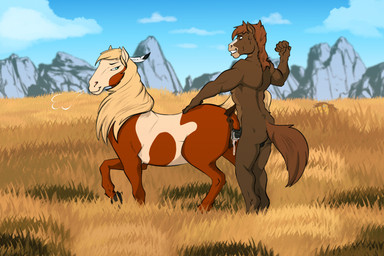 animal_genitalia animal_penis animal_vulva anthro anthro_on_feral anthro_penetrating anthro_penetrating_feral anus athletic athletic_anthro athletic_male backsack balls bestiality bodily_fluids butt cum cum_from_vagina cum_in_vagina cum_inside duo equine_anus equine_genitalia equine_penis equine_vulva erection female female_feral female_penetrated feral feral_penetrated fingers from_behind_position fur genital_fluids genitals hair intraspecies intraspecies_bestiality looking_back male male/female male_anthro male_penetrating male_penetrating_female nude outdoor_nudity outside outside_sex penetration penile penile_penetration penis penis_in_vagina plant puffy_anus sex smile standing standing_sex tail teeth vaginal vaginal_penetration vulva zafara_(artist) dreamworks spirit:_stallion_of_the_cimarron rain_(cimarron) equid equine horse mammal pinto_horse digital_media_(artwork) hi_res