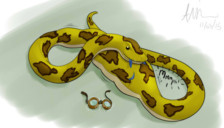 abdominal_bulge ambiguous_gender ambiguous_pred ambiguous_prey blue_body bodily_fluids eyewear feathers feral feral_pred feral_prey fully_inside goggles muffled offscreen_character saliva solo vore vowelless vowelless_vocalization doesnotexist hasbro my_little_pony seaward_skies reptile scalie snake absurd_res digital_media_(artwork) hi_res