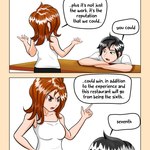 black_hair brown_eyes brown_hair clothing dialogue duo female hair male shirt simple_background tank_top text topwear white_background inshi fluffy_pony helen_(inshi) human mammal 1:1 comic english_text hi_res