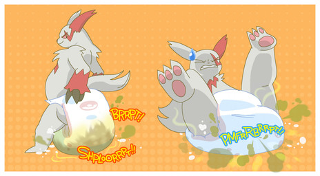 anthro big_diaper clothed clothing diaper diaper_fetish diaper_only fart feces fur huge_diaper male pooping simple_background soiled_diaper soiling soiling_diaper solo tail text topless unclean_diaper used_diaper using_diaper wearing_diaper poofypludo nintendo pokemon generation_3_pokemon pokemon_(species) zangoose digital_media_(artwork) english_text hi_res multiple_scenes