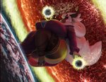 anthro big_breasts breasts clothing energy_ball female huge_breasts legwear macro nipple_outline planet solo space terra_macro thick_thighs thigh_highs patacon bovid caprine goat mammal absurd_res digital_media_(artwork) digital_painting_(artwork) hi_res