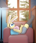 3d_background anthro blue_eyes book bottomwear breasts chair clothing eyelashes female footwear fur furniture knee_highs knee_socks lamp legwear long_ears pillow pink_clothing pink_shirt pink_topwear plant reading shirt shorts smile socks sofa solo thick_thighs topwear tree white_body white_fur wide_hips window yellow_body yellow_fur guak amy_hope_(guak) humanoid lagomorph leporid mammal rabbit 3d_(artwork) 5:6 absurd_res digital_media_(artwork) hi_res watermark