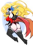 anthro blonde_hair boots clothing female fire_in_eyes footwear garter_straps hair legwear leotard shoes solo superhero thigh_boots thigh_highs thong thong_leotard underwear joelasko faith_miller avian bird chicken galliform gallus_(genus) phasianid absurd_res hi_res