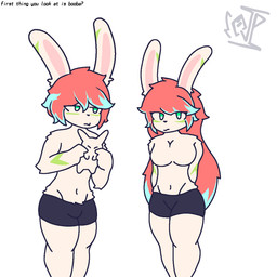 anthro big_ears black_bottomwear black_clothing black_pants blush bottomwear clothing female green_eyes group hair long_hair male male/female messy_hair pants red_hair short_hair tan_body trio jezzep changed_(video_game) ids_(user) latex_bunny_(ids) lin_(changed) animal_humanoid humanoid lagomorph lagomorph_humanoid leporid leporid_humanoid mammal mammal_humanoid rabbit rabbit_humanoid 1:1 hi_res